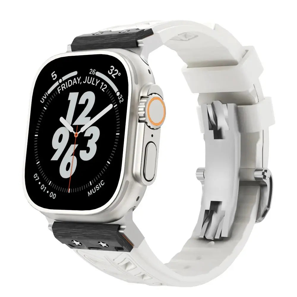 CarbonForce Pro FKM Fluororubber Band – Premium Carbon Fiber Design for Apple Watch Ultra & Series 10, 9, 8, 7