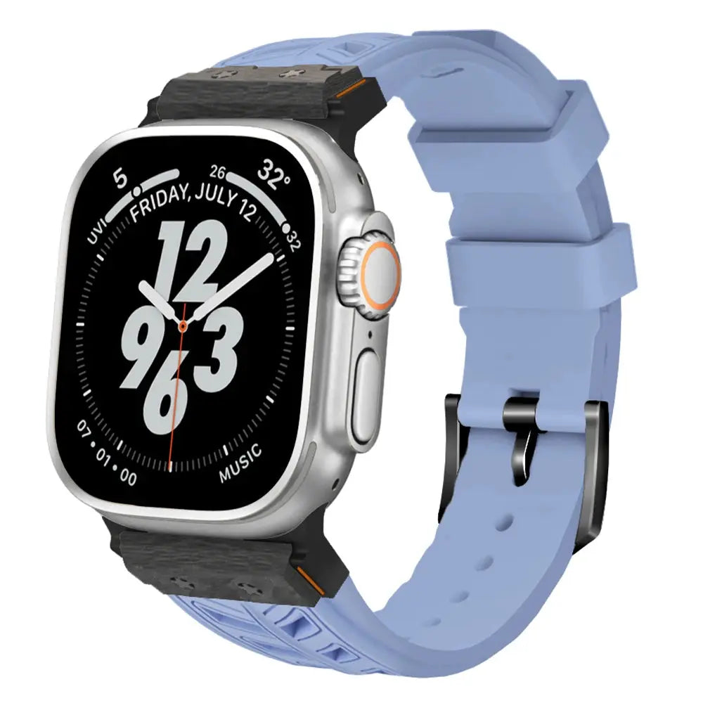 CarbonForce Pro FKM Fluororubber Band – Premium Carbon Fiber Design for Apple Watch Ultra & Series 10, 9, 8, 7