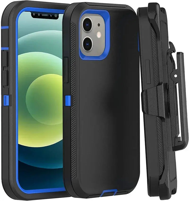 3-in-1 Heavy Duty Defender Armor Case for iPhone 16, 16 Pro Max & Previous Models – Shockproof Rugged Case with Kickstand, Belt Clip, Wireless Charging, and Dual Layer Protection