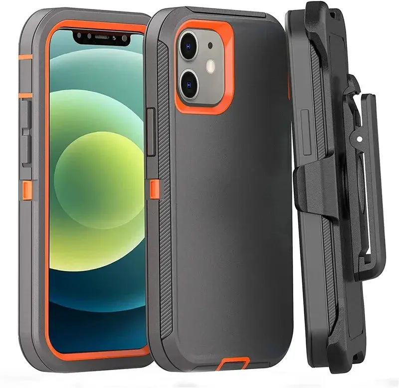 3-in-1 Heavy Duty Defender Armor Case for iPhone 16, 16 Pro Max & Previous Models – Shockproof Rugged Case with Kickstand, Belt Clip, Wireless Charging, and Dual Layer Protection