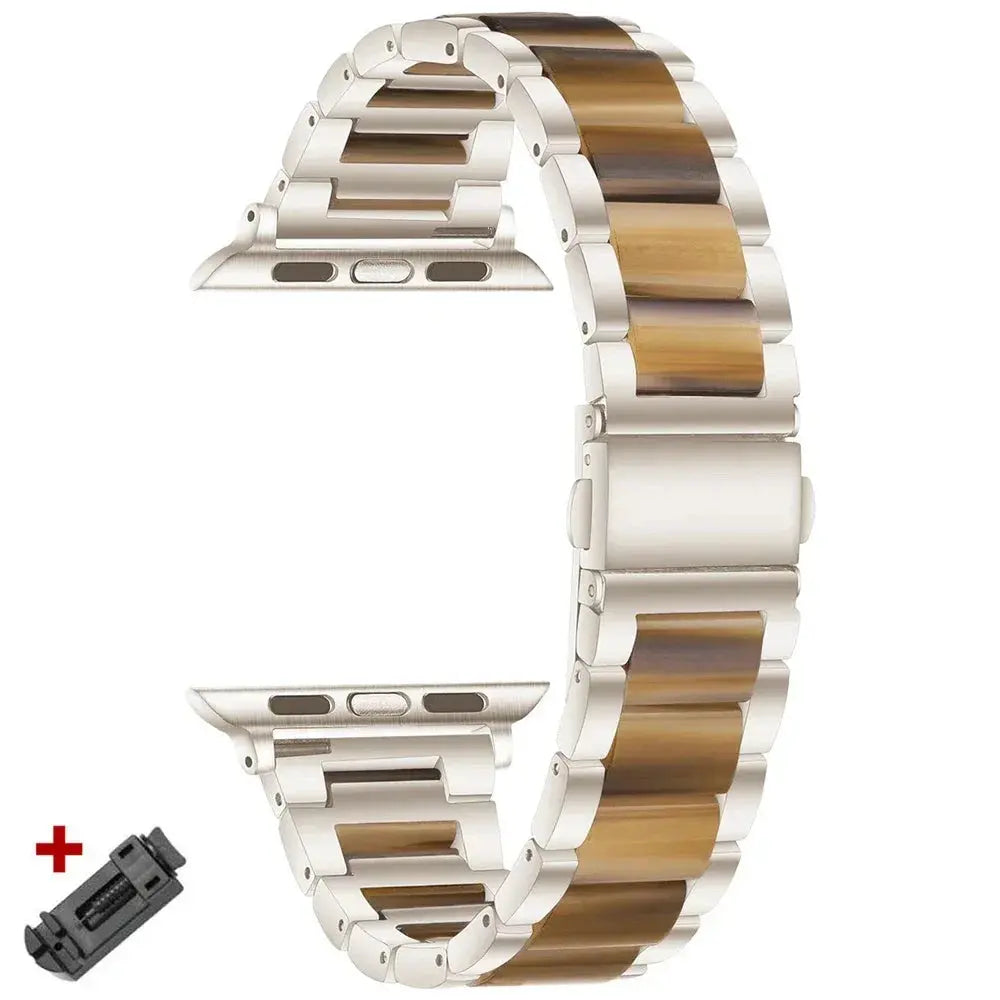 EleganceFit Resin & Stainless Steel Band for Apple Watch Series 10 – Luxury Style for Modern Women