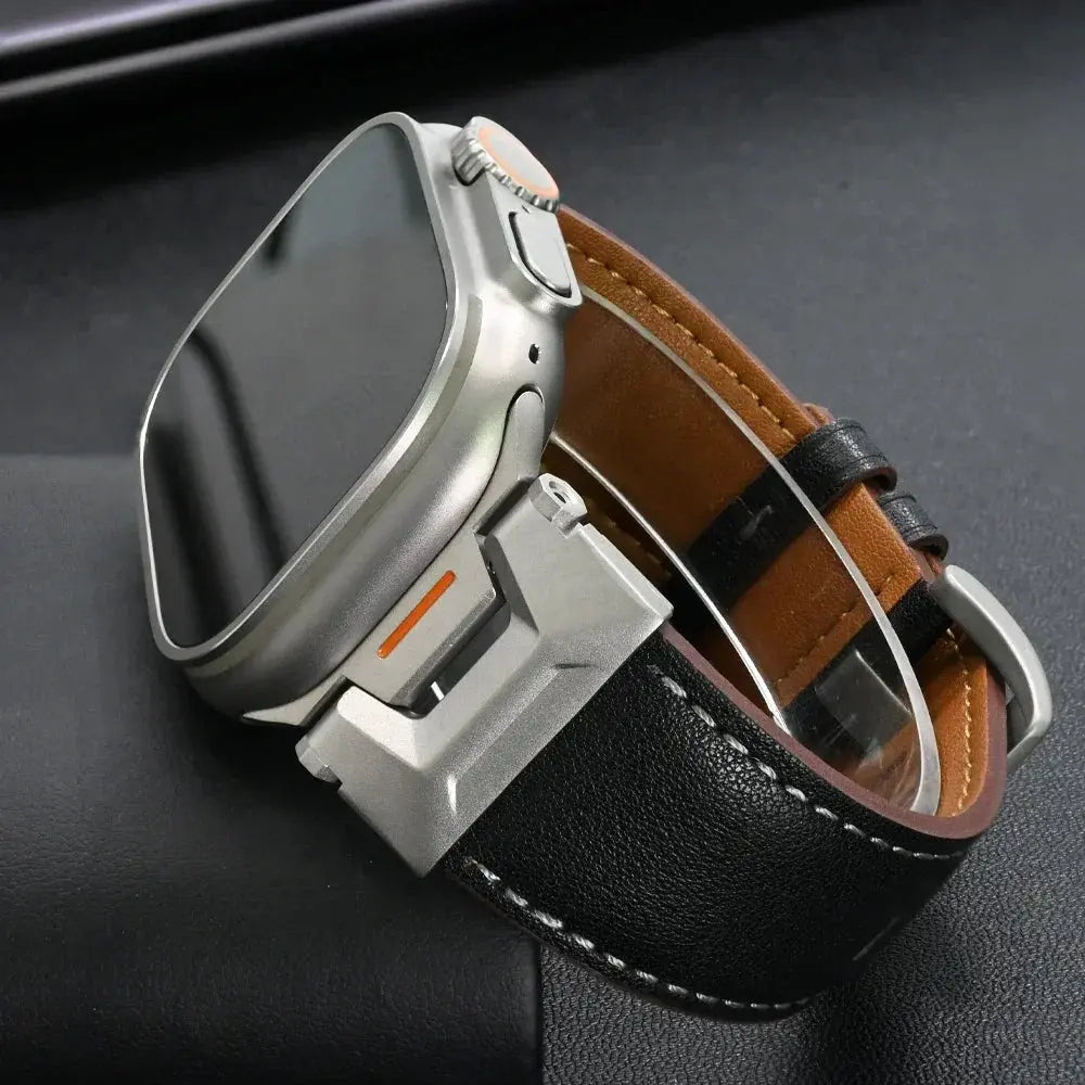 Leather Men Band for Apple Watch 10 46mm Ultra 2 49mm Series 9 7 8 45mm Luxury Bracelet for iWatch 44mm 6 5 se WatchBand Correa Pinnacle Luxuries