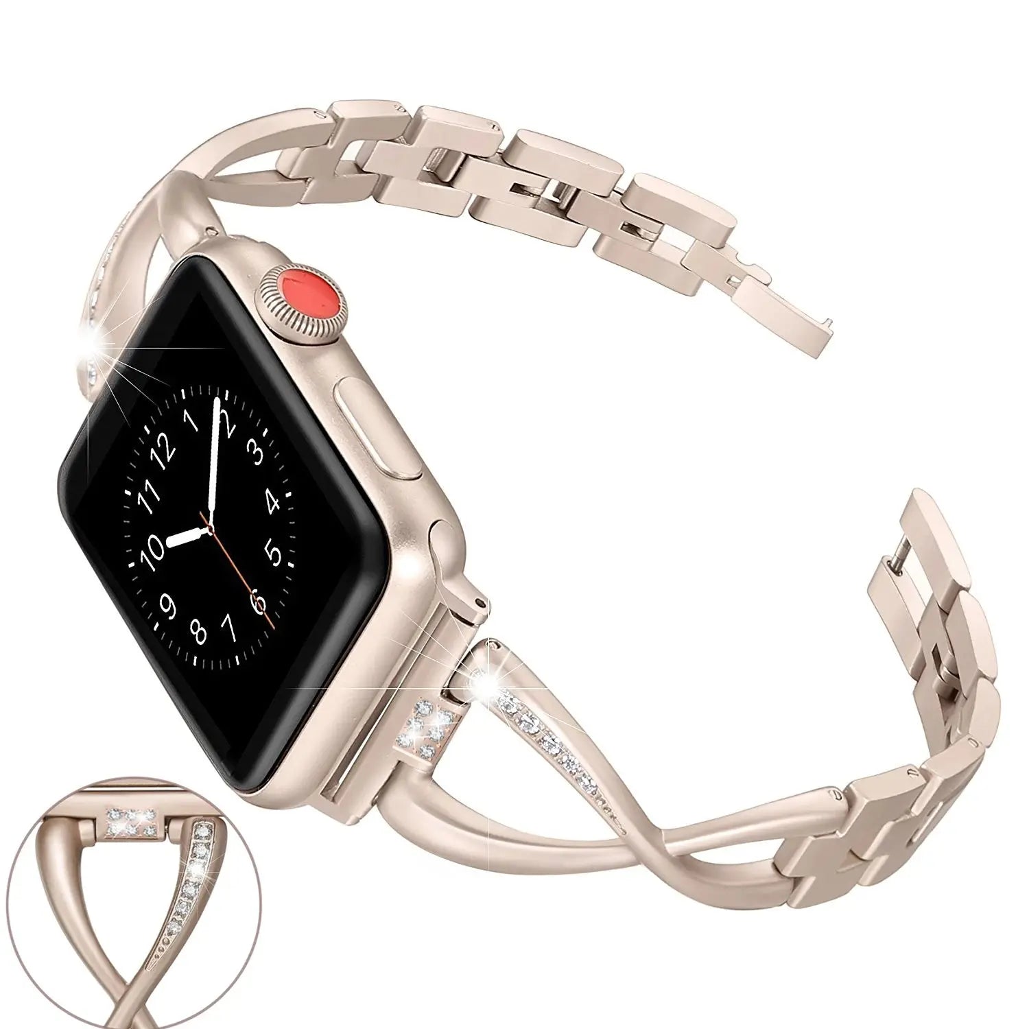 LuxeTwist Diamond Stainless Steel Band for Apple Watch Series 10 9 Ultra 1 2 – Women's Elegant Bracelet